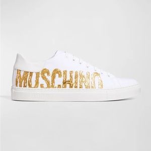 Men's Metallic Logo Paint Low-Top Sneakers - Moschino